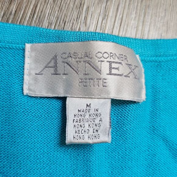 CASUAL CORNER Annex Nautical Striped Teal Blue Knit CottonBlend Shell Tank Top M - Picture 7 of 10